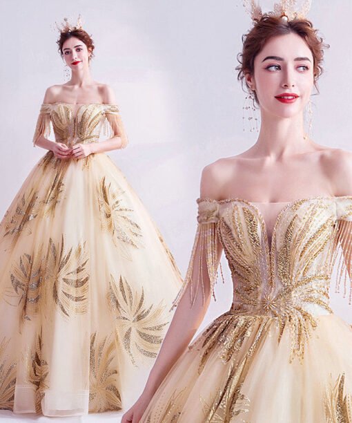 gold wedding dress 1022-003