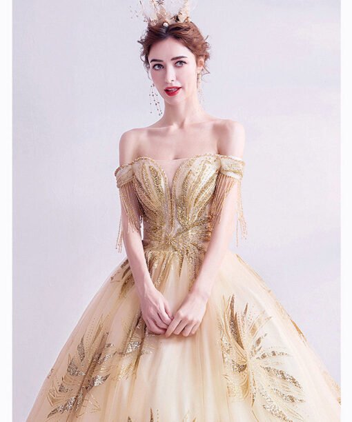 gold wedding dress 1022-004