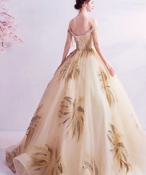 gold wedding dress 1022-005