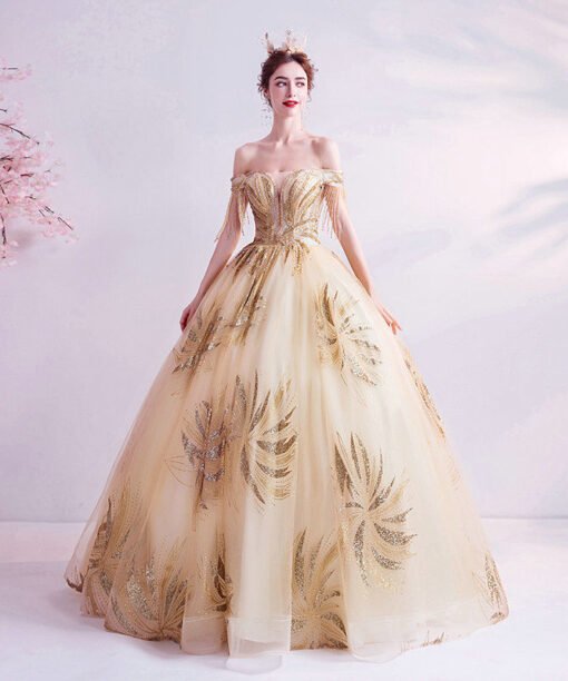 gold wedding dress 1022-006