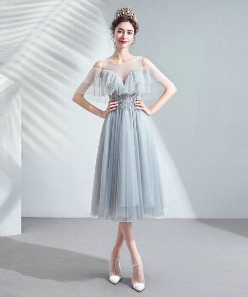 grey a line dress 1039-001