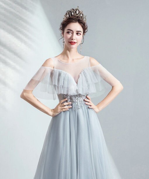 grey a line dress 1039-005