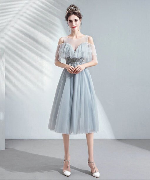 grey a line dress 1039-007