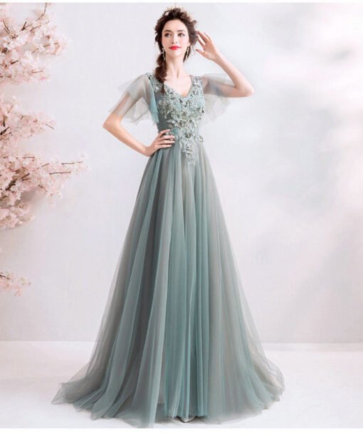 grey long dress 1030-001