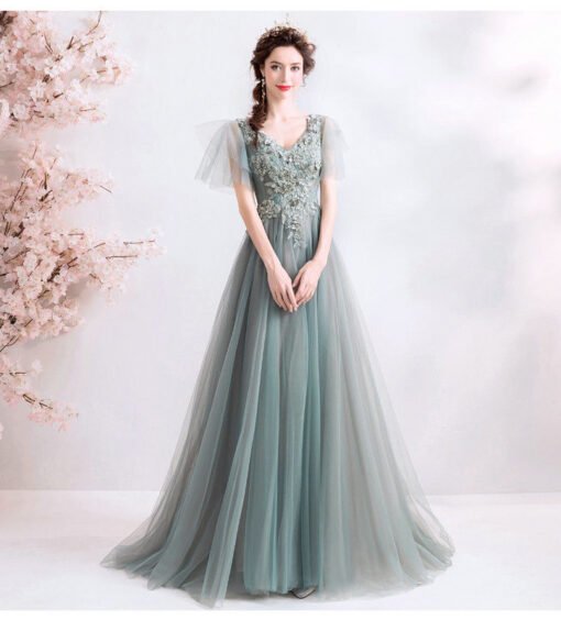 grey long dress 1030-003
