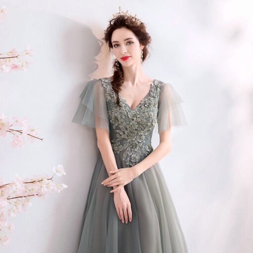 grey long dress 1030-004