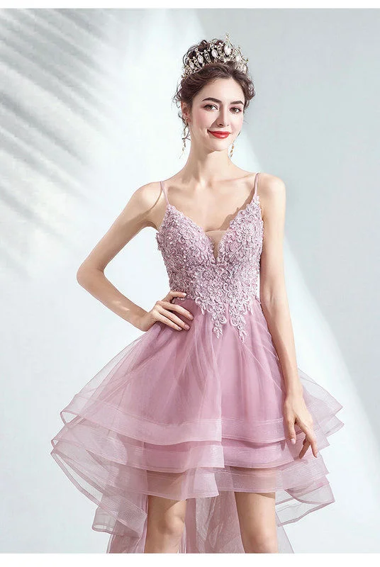 high low pink prom dress 1031-001