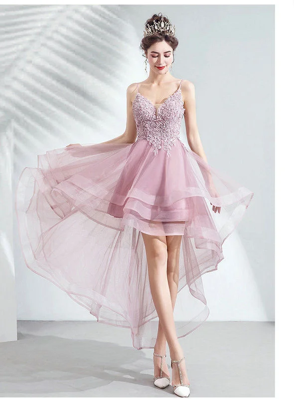 high low pink prom dress 1031-002