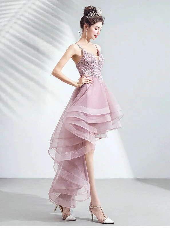 high low pink prom dress 1031-003