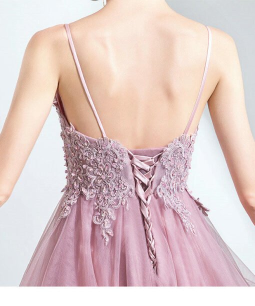 high low pink prom dress 1031-005