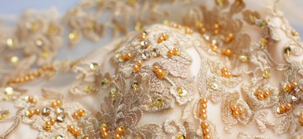Long Sleeve Gold Wedding Dress Ball Gown Formal Dress Sale - Image 6