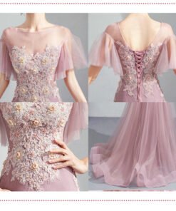 pink mermaid prom dress 1026-003