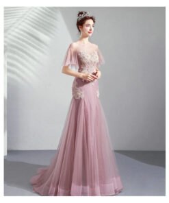 pink mermaid prom dress 1026-004