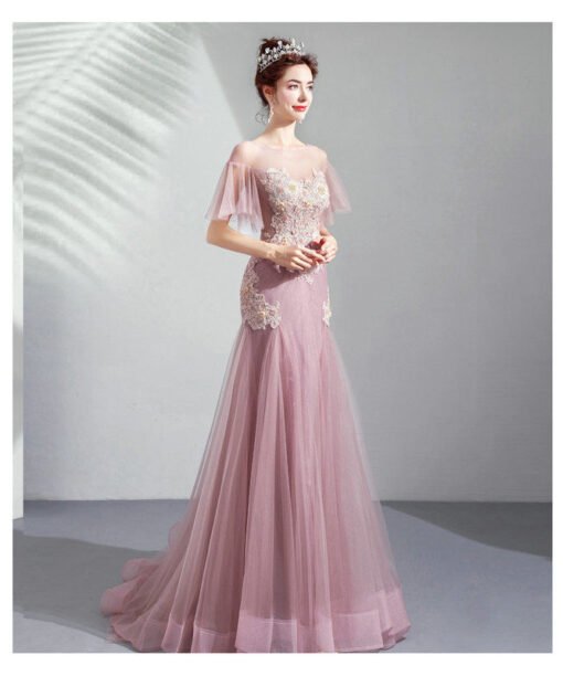 pink mermaid prom dress 1026-004