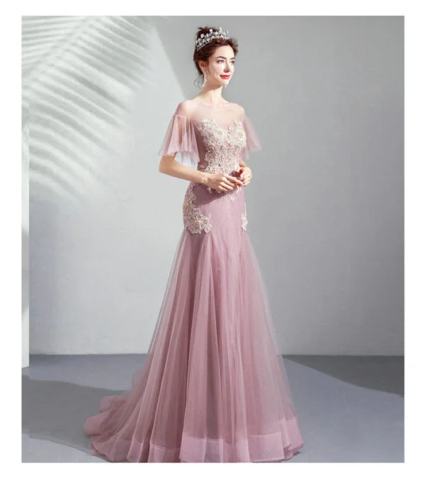 pink mermaid prom dress 1026-004