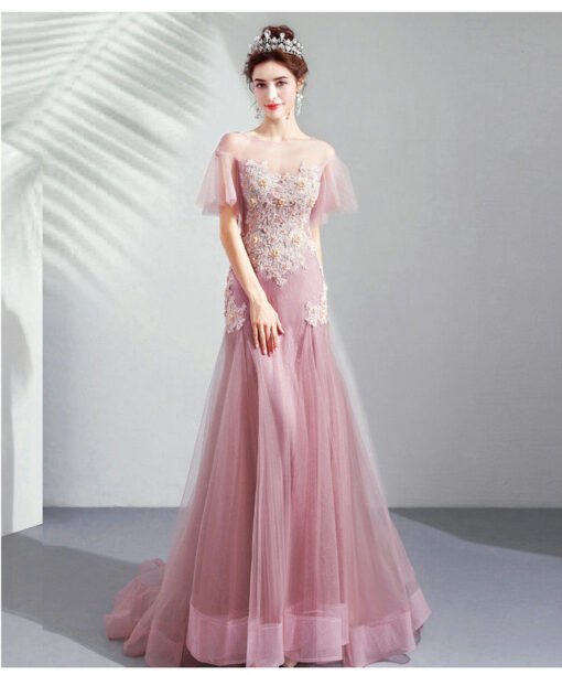 pink mermaid prom dress 1026-005