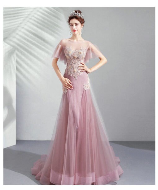 pink mermaid prom dress 1026-006