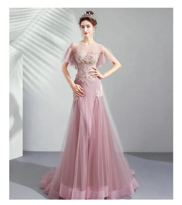 pink mermaid prom dress 1026-006