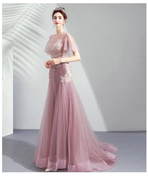 pink mermaid prom dress 1026-007