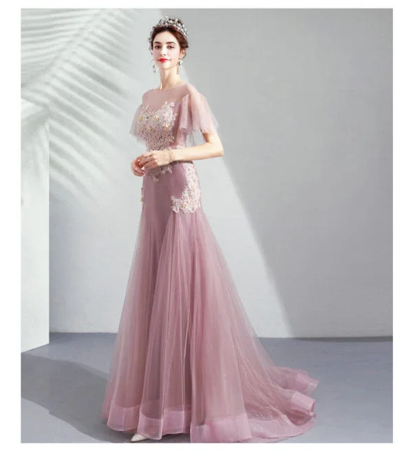 pink mermaid prom dress 1026-007