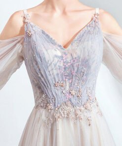 puff sleeve prom dress 1042-003