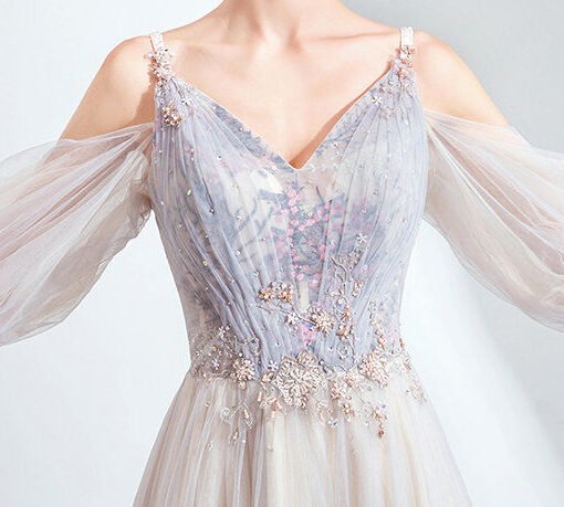 puff sleeve prom dress 1042-003