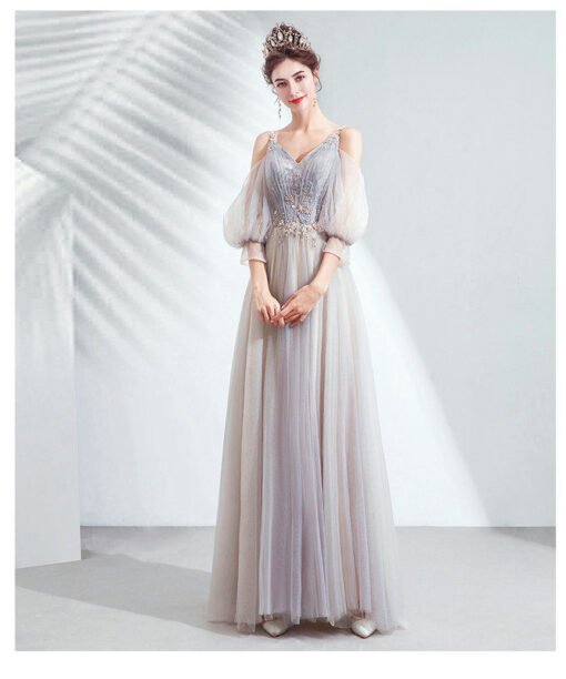 puff sleeve prom dress 1042-004