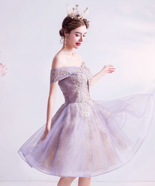 purple short prom dress 1037-003