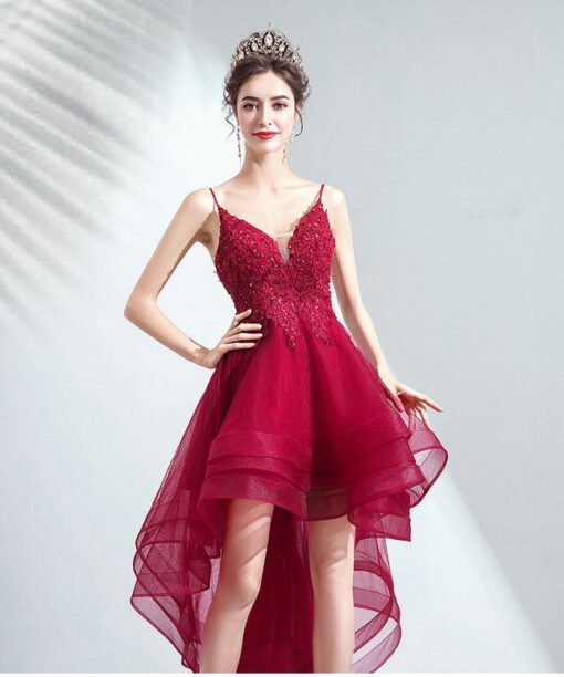 red high low dress 1035-004