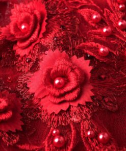 red long sleeve ball gown 1024-001