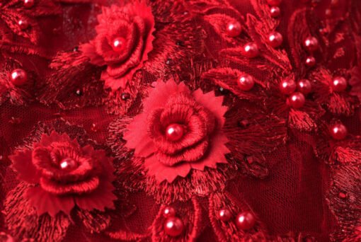 red long sleeve ball gown 1024-001