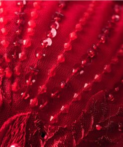red long sleeve ball gown 1024-002