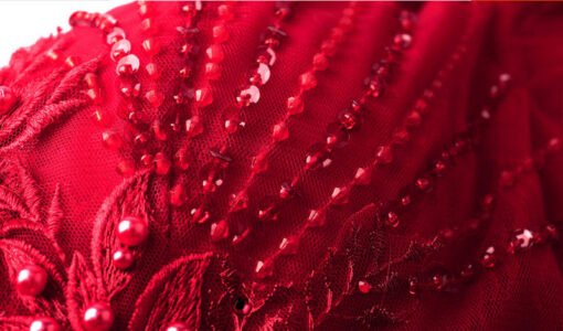 red long sleeve ball gown 1024-002