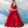 red long sleeve ball gown 1024-006