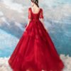 red long sleeve ball gown 1024-010