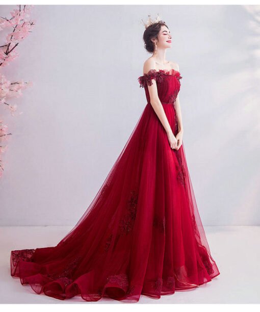 red off the shoulder dress 1033-002