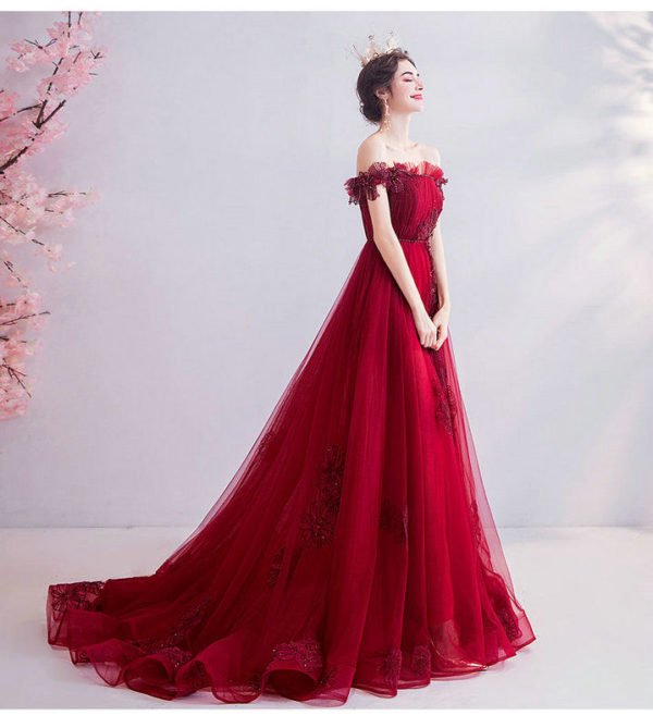 red off the shoulder dress 1033-002