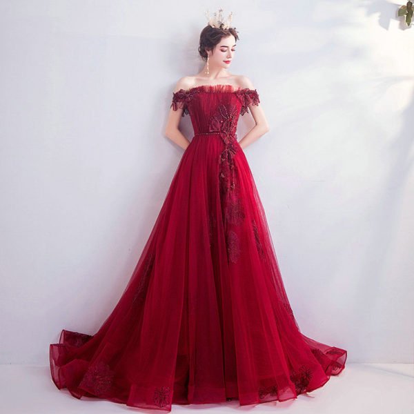 red off the shoulder dress 1033-003