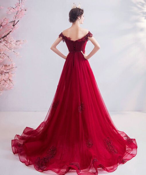 red off the shoulder dress 1033-005