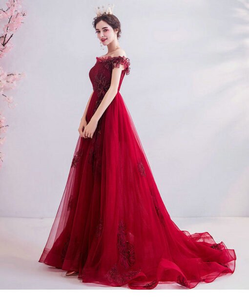 red off the shoulder dress 1033-006