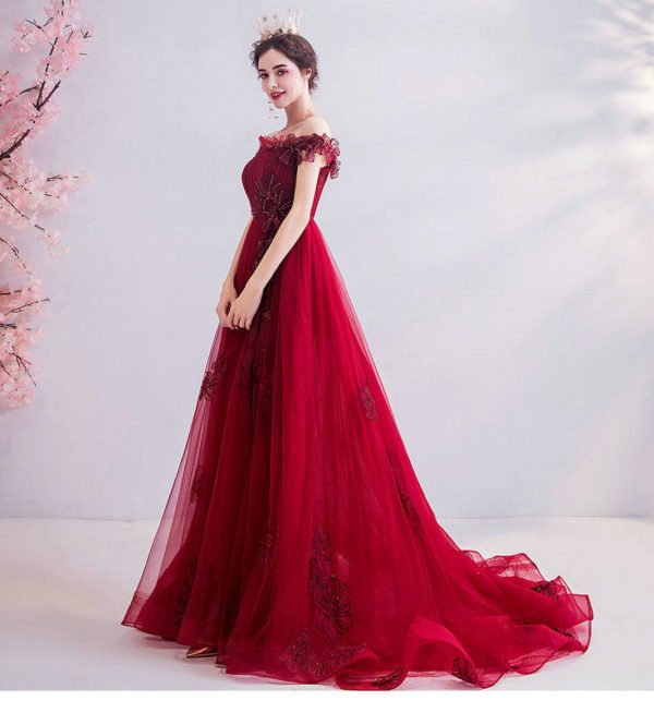 red off the shoulder dress 1033-006