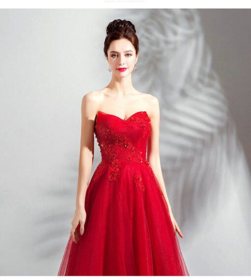 strapless red ball gown 1040-004