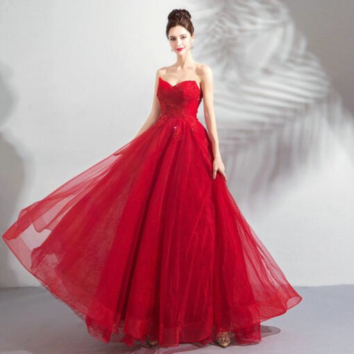 strapless red ball gown 1040-005
