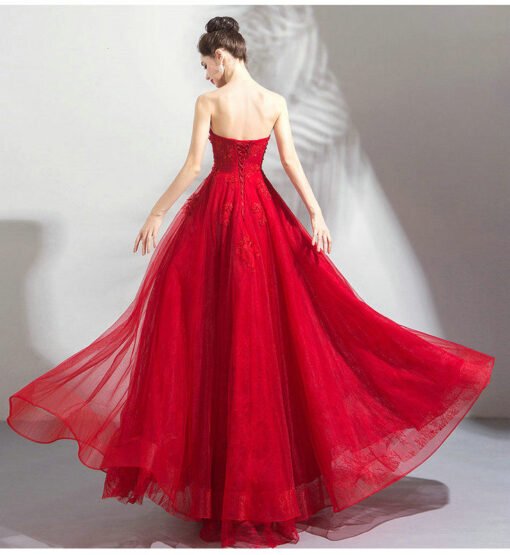 strapless red ball gown 1040-006