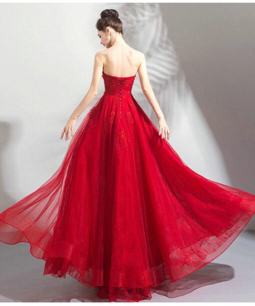 strapless red ball gown 1040-006