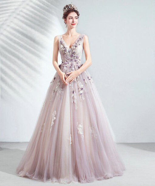 v neck ball gown 1049-001