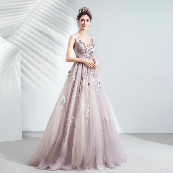 v neck ball gown 1049-005