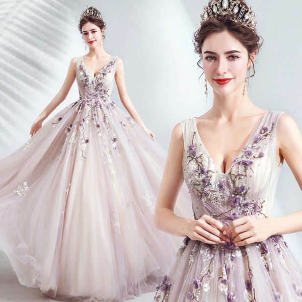 v neck ball gown 1049-006