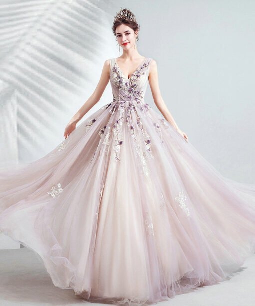 v neck ball gown 1049-007