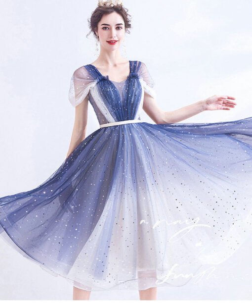 white and blue cocktail dress 1028-002